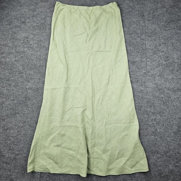 Bryn Walker Skirt Womens Medium Green Linen Coastal Beach Long Maxi Pull On USA - Picture 1 of 7